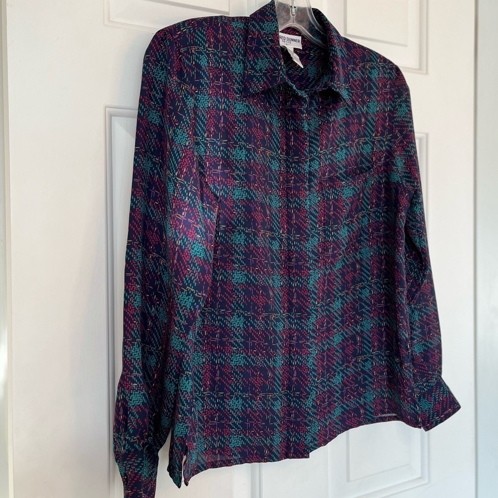 Vintage Purple & Teal Plaid Button-Down Shirt - Picture 6 of 16
